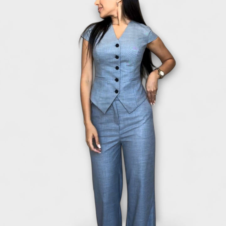 Ivy - V-Neck Top and Trouser Set