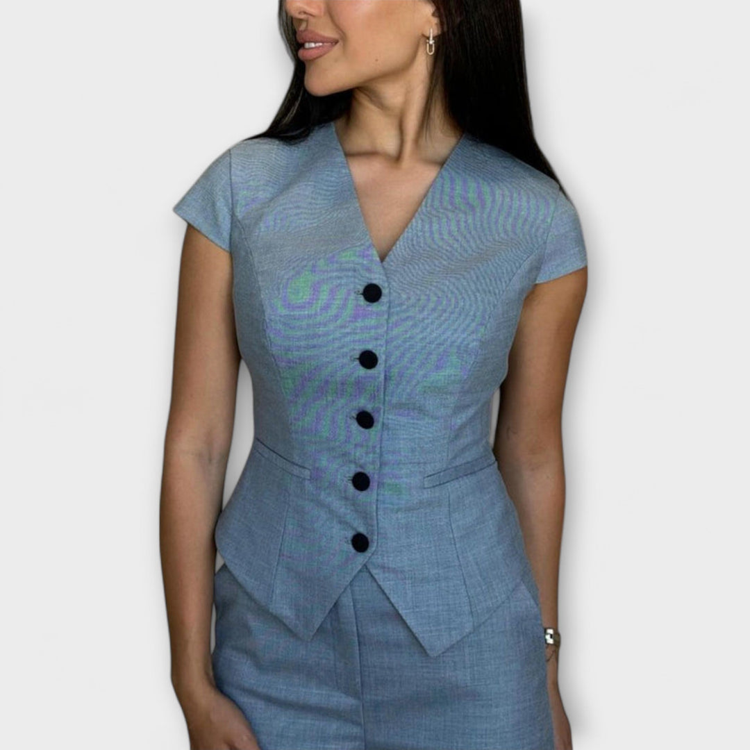 Ivy - V-Neck Top and Trouser Set