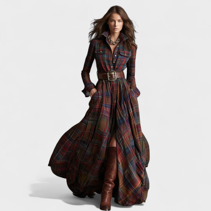 Clara - Maxi dress tartan pattern