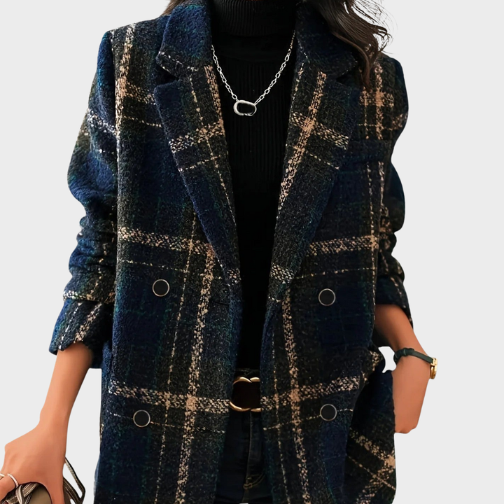 Natalie -  Classic Checked Wool Coat