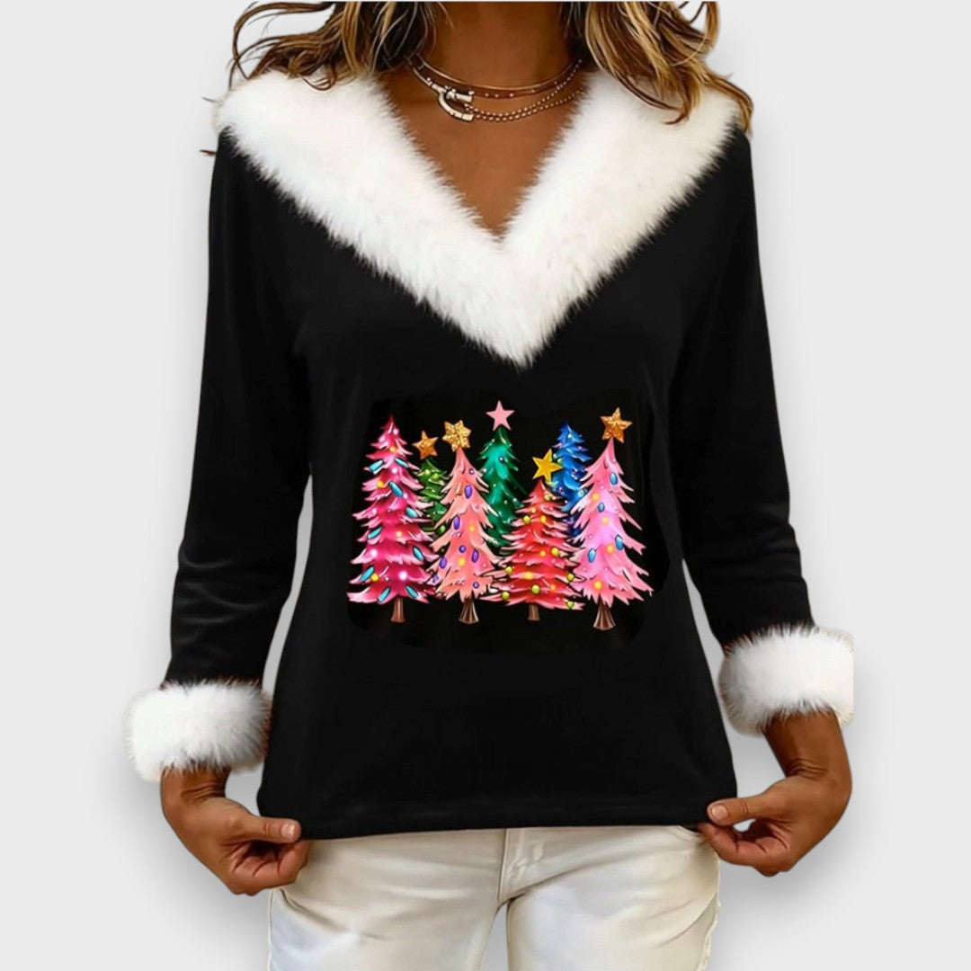 Liz - Christmas tree print sweater