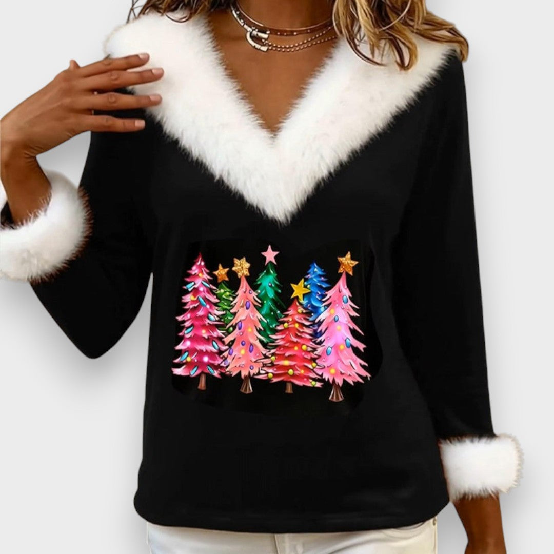 Liz - Christmas tree print sweater
