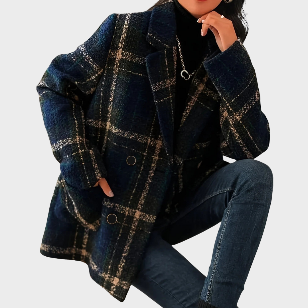 Natalie -  Classic Checked Wool Coat