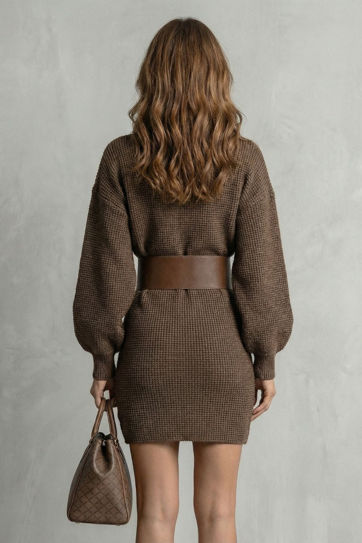 Aderisse – knit fit – Belted mini dress