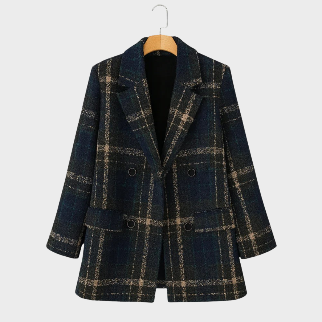 Natalie -  Classic Checked Wool Coat