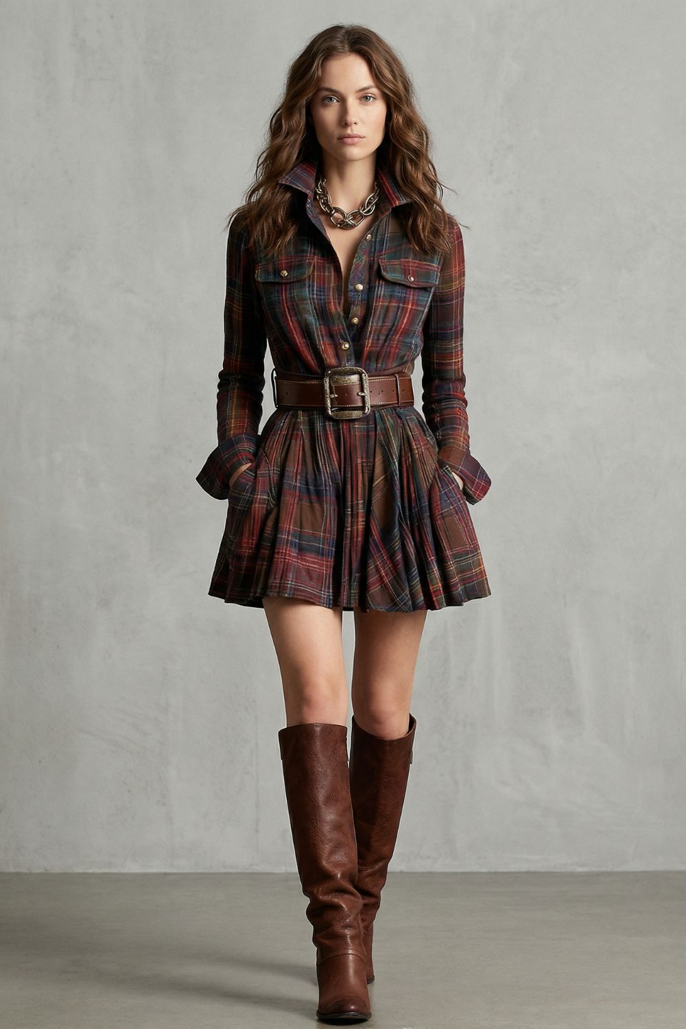 Bellarive – Tartan charm – Shirt dress (Includes belt)