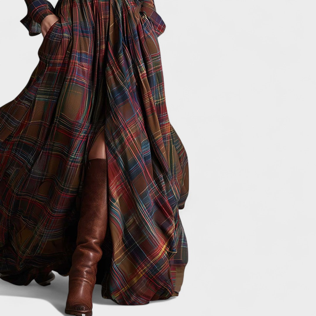 Clara - Maxi dress tartan pattern