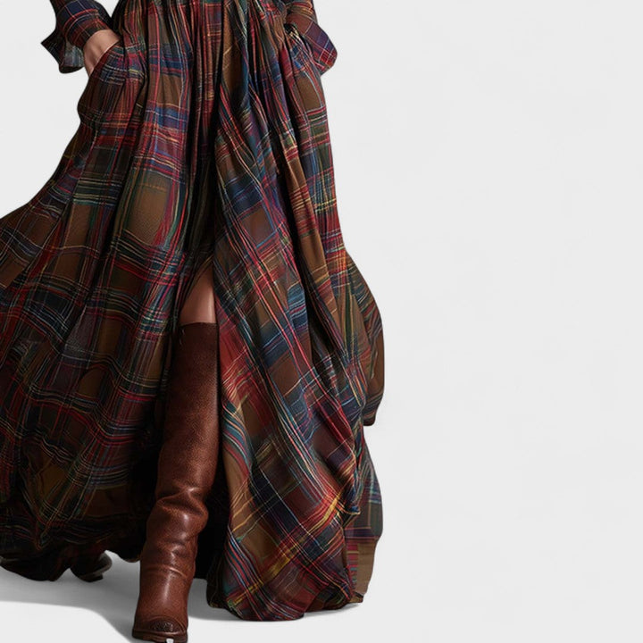 Clara - Maxi dress tartan pattern