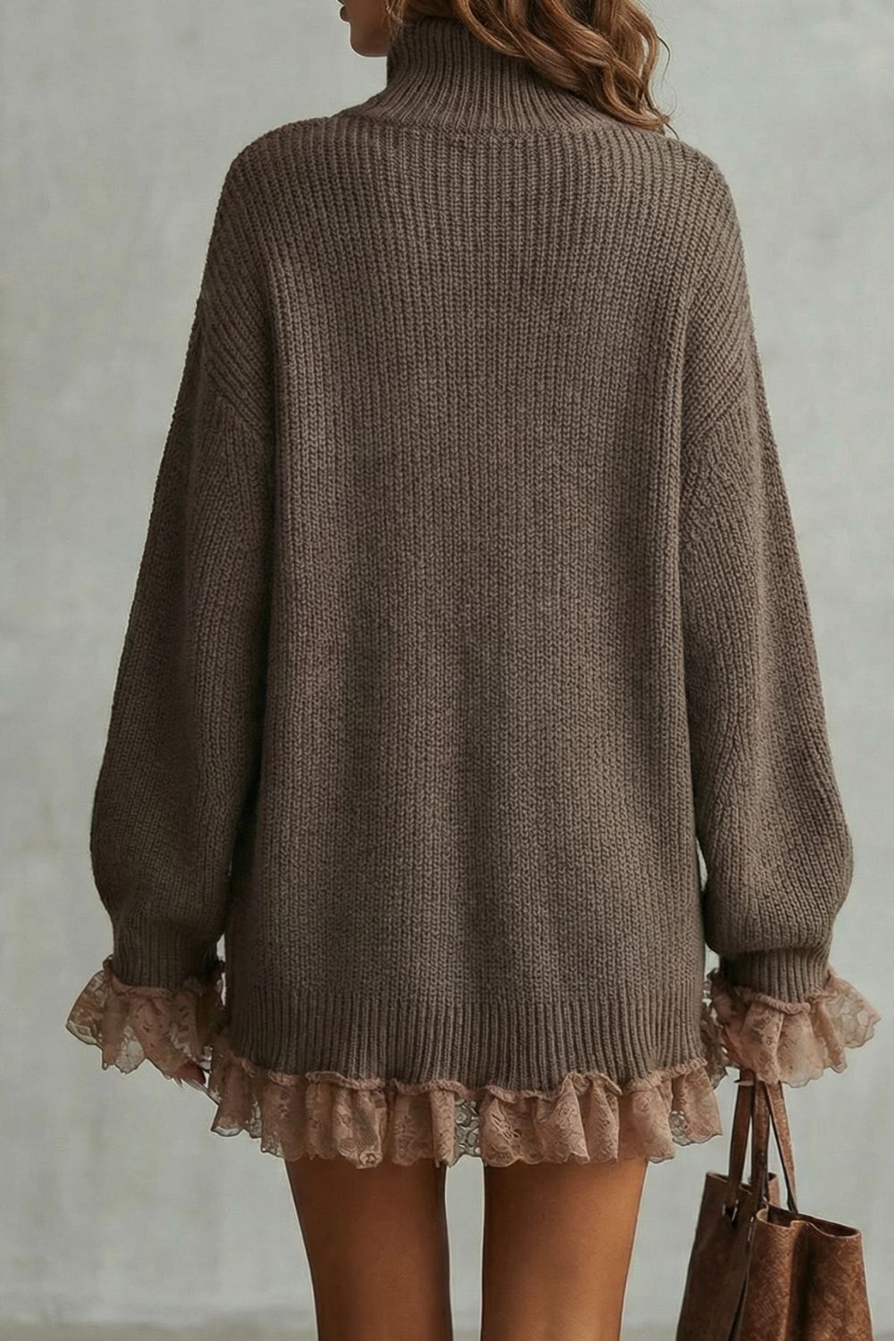 Morvelle – Ruffled hem knit mini dress