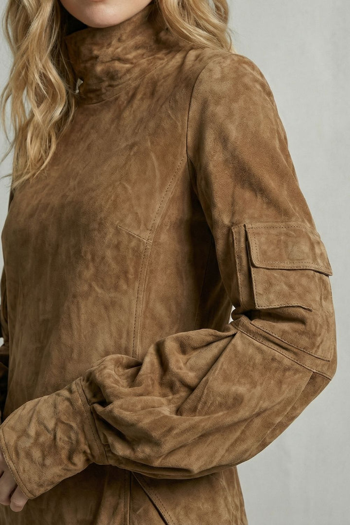 Marcella – High neck Suede-effect mini dress