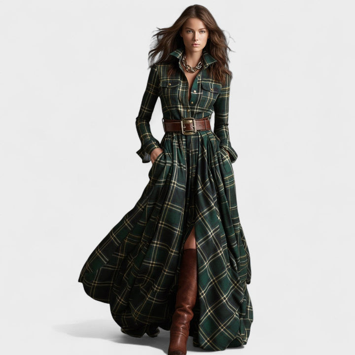 Clara - Maxi dress tartan pattern
