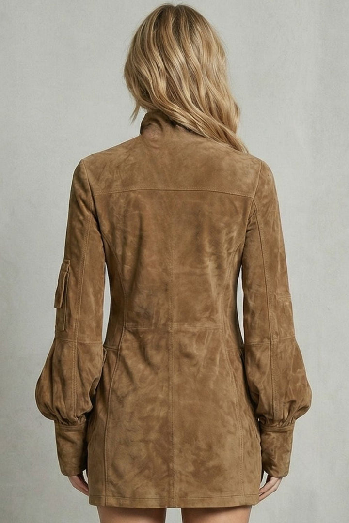 Marcella – High neck Suede-effect mini dress