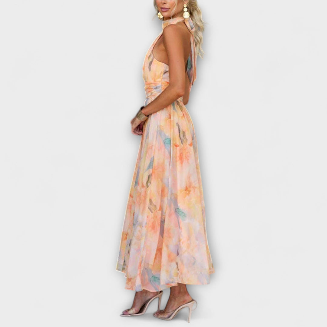 Halley - Watercolour Print Maxi Dress