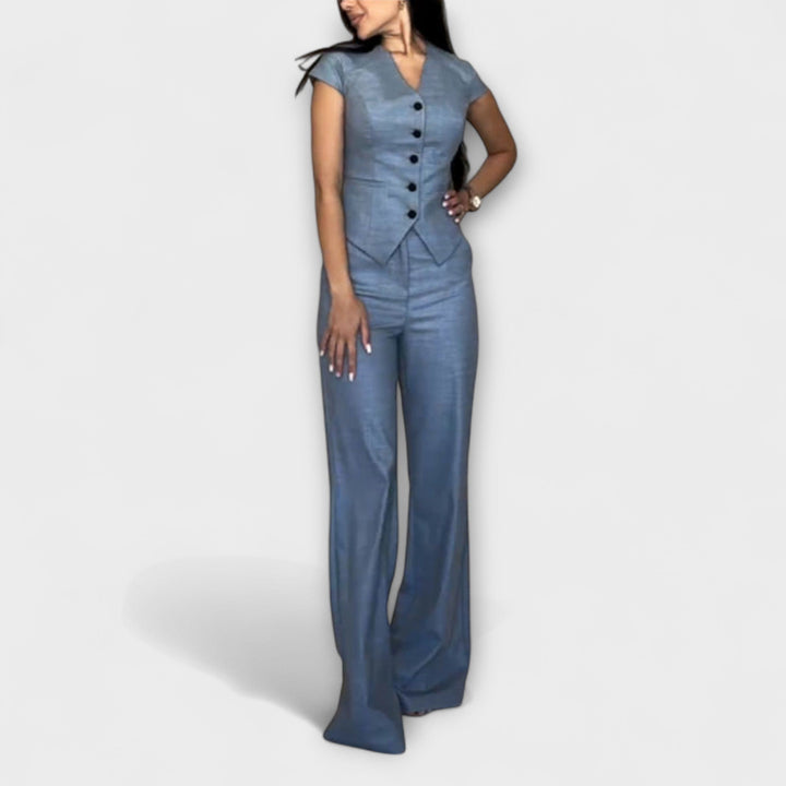 Ivy - V-Neck Top and Trouser Set