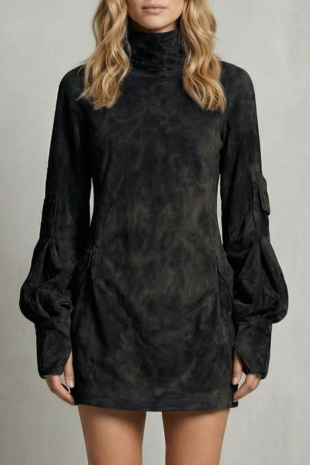 Marcella – High neck Suede-effect mini dress