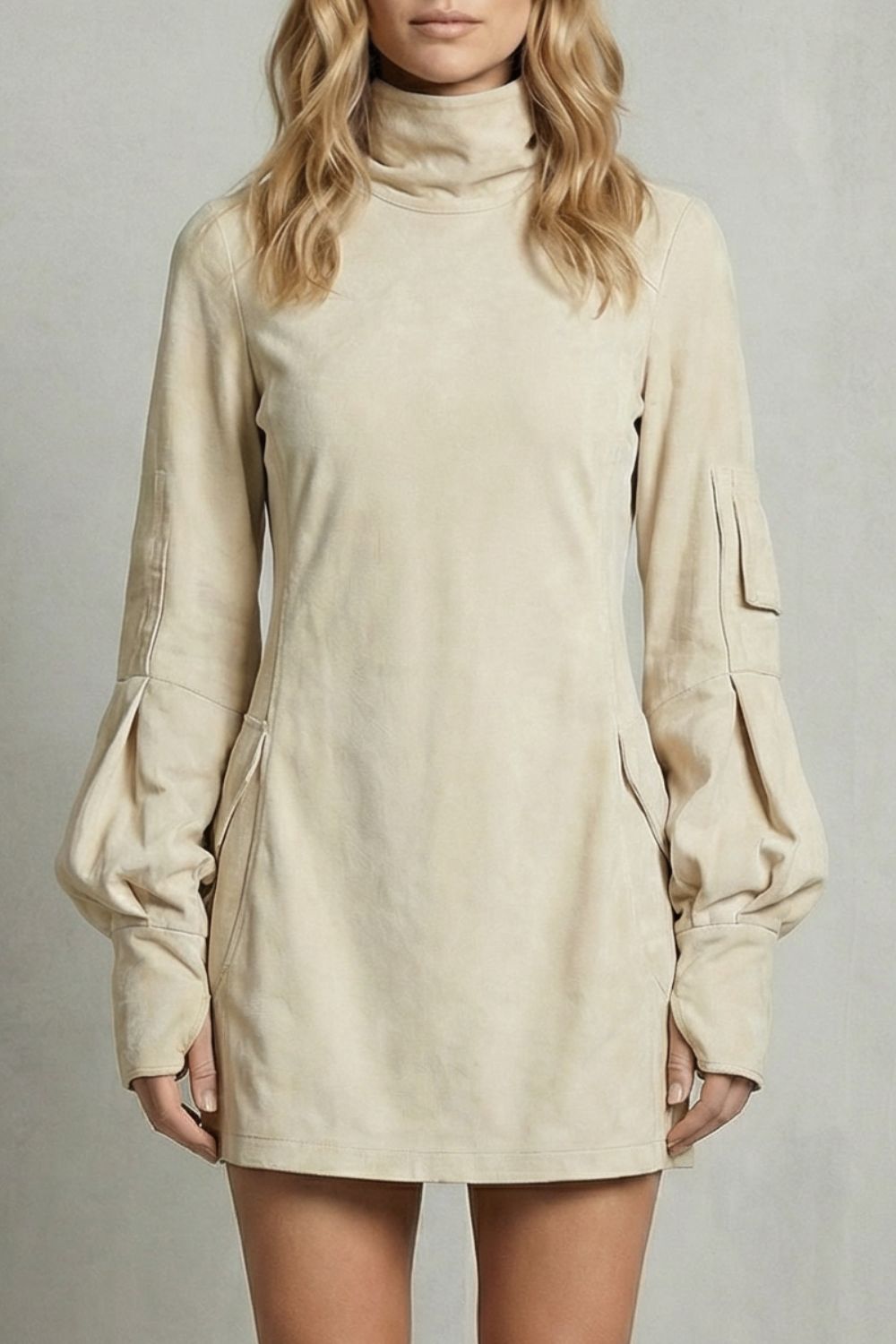 Marcella – High neck Suede-effect mini dress