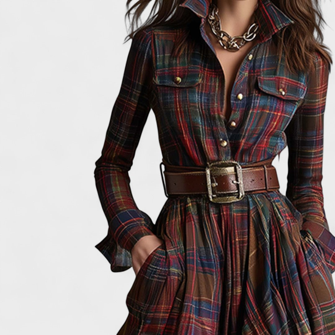 Clara - Maxi dress tartan pattern