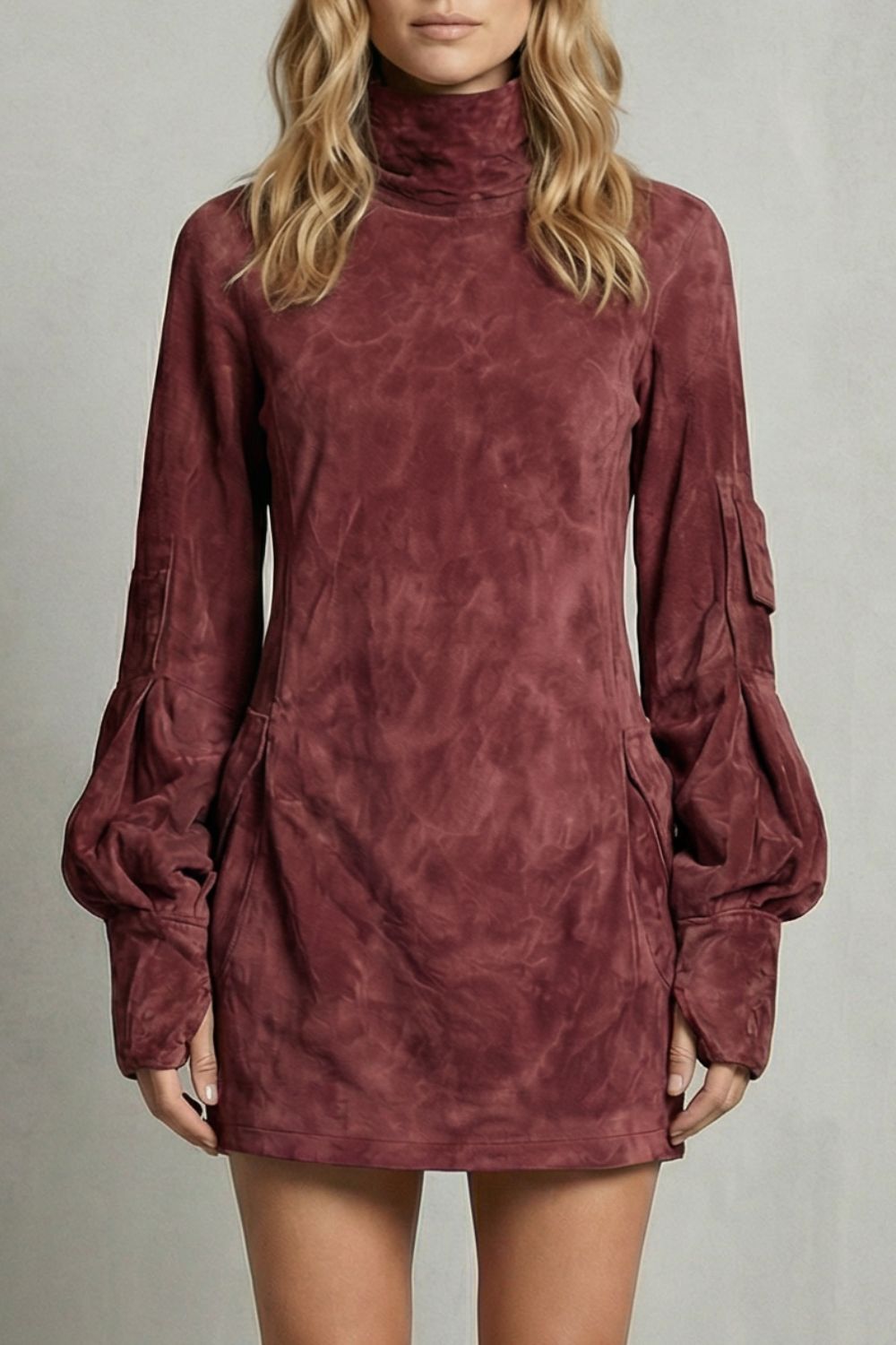 Marcella – High neck Suede-effect mini dress