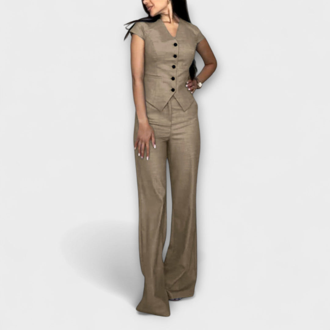 Ivy - V-Neck Top and Trouser Set