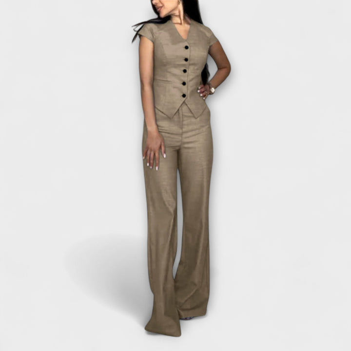 Ivy - V-Neck Top and Trouser Set