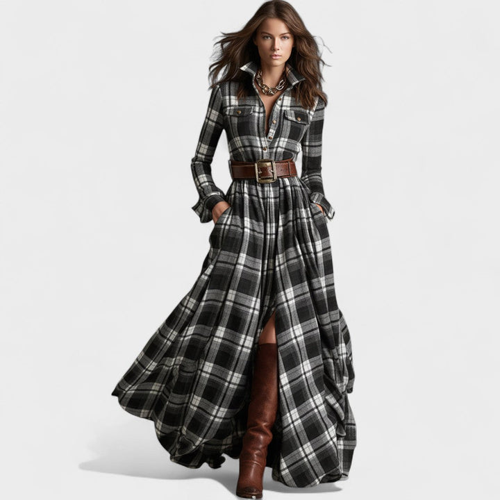 Clara - Maxi dress tartan pattern