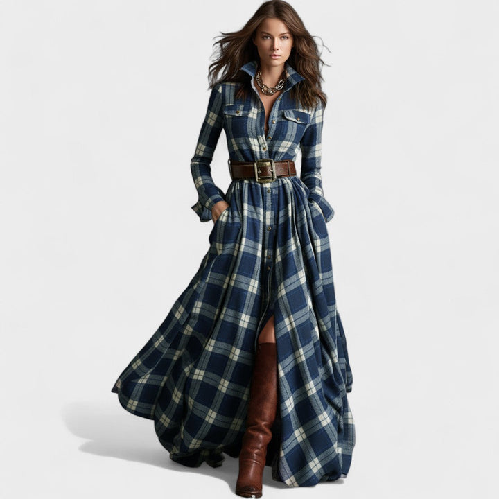 Clara - Maxi dress tartan pattern