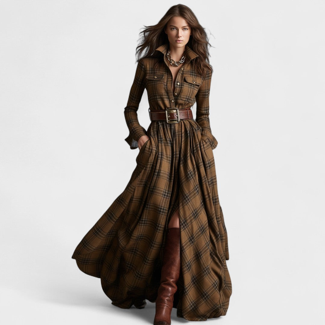 Clara - Maxi dress tartan pattern