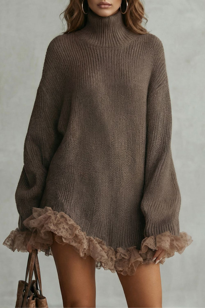 Morvelle – Ruffled hem knit mini dress