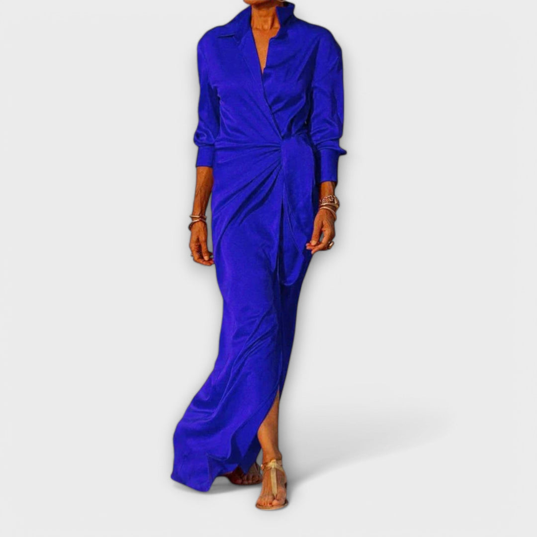 Elegant Dress with Belt and Long Sleeves