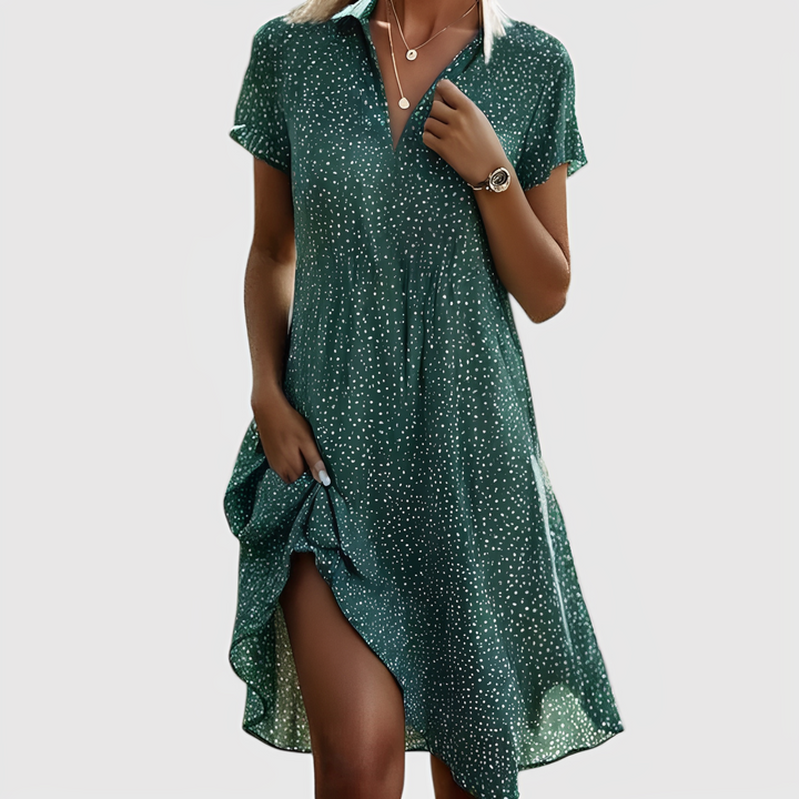 Lina - Short Sleeves Midi Dress