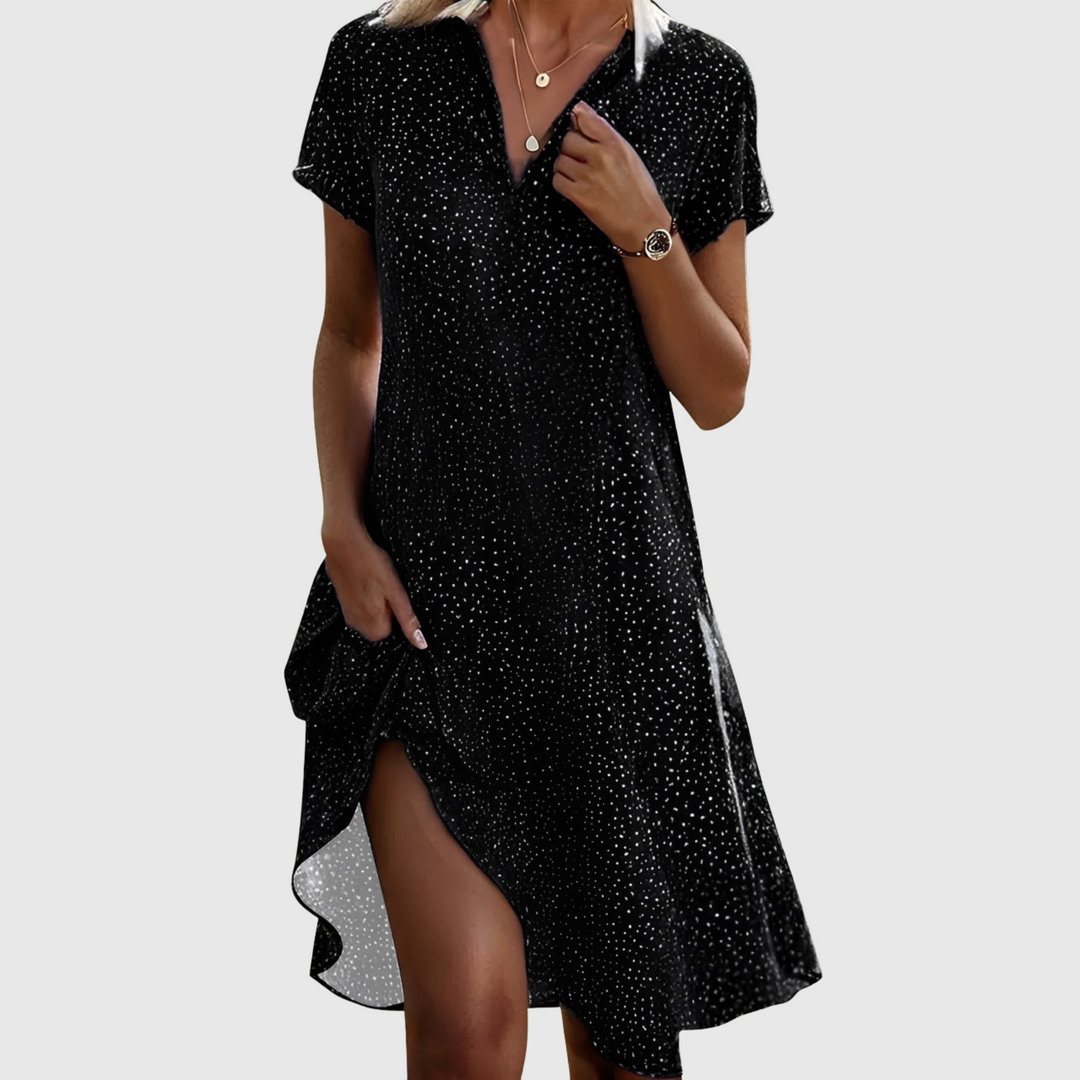 Lina - Short Sleeves Midi Dress